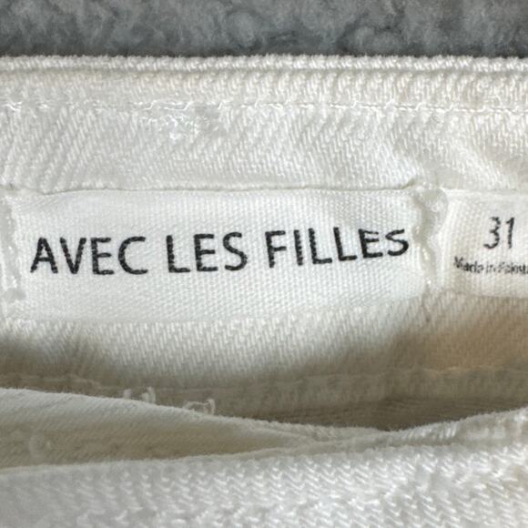 Avec Les Filles Womens Denim Jeans Crop Flare Size 31 Antique White Designer - Picture 9 of 11